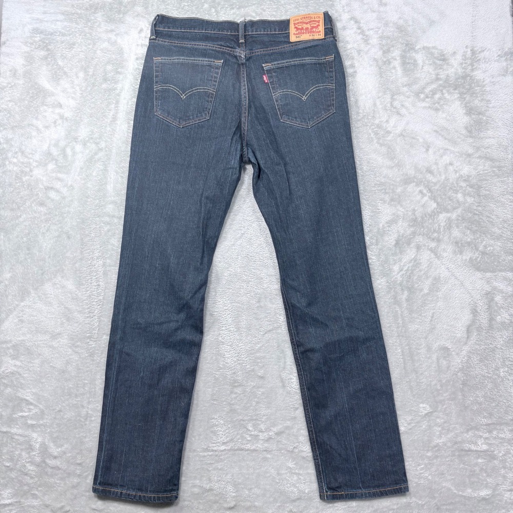 Levi's 541 Athletic Taper Jeans Mens 34x34 Dark Wash Indigo Stretch Denim - Picture 11 of 16
